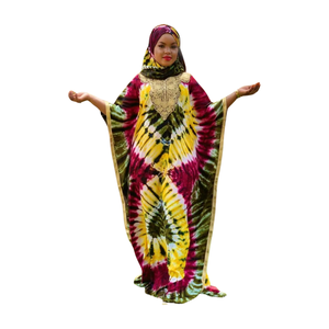 Robe longue tie-dye pour femme, style bohème ample, ourlet asymétrique, manches courtes, imprimé animal, tissée, respirante, décontractée - Product Image 5