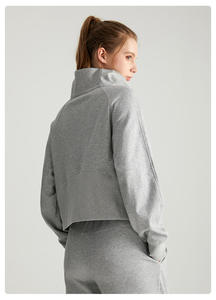 Sudadera con capucha corta de cuello alto con estilo personalizado de alta calidad para mujer, sudadera recortada con cremallera, sudaderas con capucha con logotipo personalizado, sudadera con cremallera informal - Product Image 4