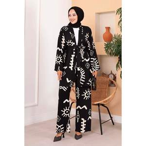 Hijab en Viscose à Motifs 2 Pièces Ensemble Noir - Product Image 5