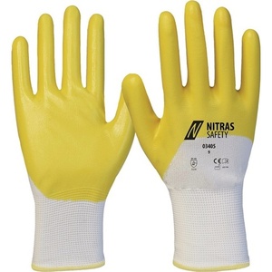 Safety <b>Gloves</b> EN 388 Size 11 White/Yellow PES 12 Pack NITRAS - Product Image 1