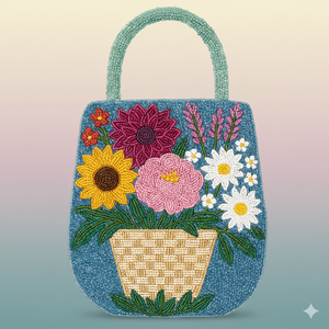 Bolso Boho Chic con Cuentas de Granada, Bolso de Mano de Verano 2026, Bolso Bordado a Mano con Diseño de Paisaje, Estilo Estético - Product Image 3