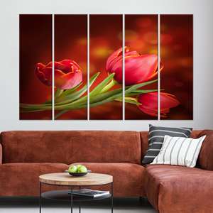 Lienzo Impreso: Obra de Arte para Amantes de los Tulipanes, Decoración Botánica para Pared, 5P: Enmarcado para Galería - Product Image 1