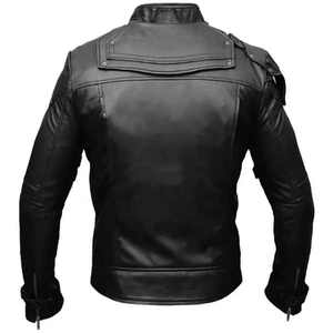 Veste d'hiver personnalisée pour hommes en cuir véritable marron foncé avec fermeture à glissière Vestes en cuir originales - Product Image 4