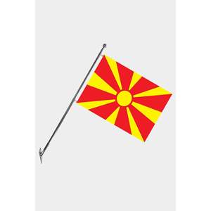 Ensemble de mât de drapeau télescopique mural pour la Macédoine du Nord, drapeaux en aluminium, soie et polyester imprimés numériquement pour l'affichage en agence de voyage - Product Image 1