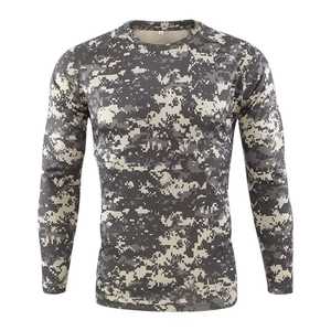 Camisa táctica de camuflaje para hombre, Camiseta deportiva de manga larga de secado rápido para caza al aire libre, camisas de punto informales con cuello redondo - Product Image 3