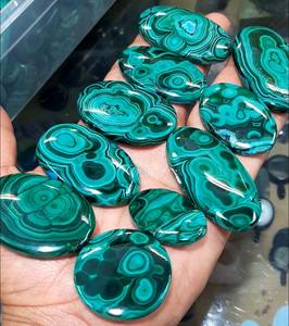 Malachite naturelle de haute qualité, forme ovale, cabochon lisse, 10x25 mm, certifiée IGI brésilienne, fabrication de bijoux hip-hop, cadeau - Product Image 1