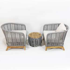 Conjunto de Muebles de Jardín de Mimbre y Madera para Exteriores, Resistente a la Intemperie, Comehome - Product Image 2