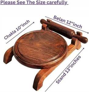 Juego de Rodillo de Madera Chakla Belan, Color Marrón, Ecológico, con Diseño Floral, Tabla para Hacer Roti, Combo, Herramienta para Estirar Masa de Chapati - Product Image 2
