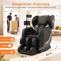 Fauteuil de massage complet avec points de gravité zéro, nœuds de massage, chaleur pour la taille et les jambes, compression par airbag, rouleaux de massage pour les pieds, programmes de massage automatiques