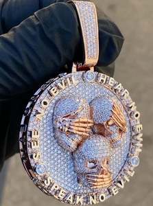 Men's Custom Hip Hop Glow Dark Jewelry Iced VVS Diamond Sterling Silver <b>Charms</b> with Gold Plated Party - Product Image 2