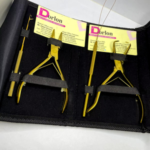 Kit de pinces à extensions capillaires en acier inoxydable plaqué or, écologique, avec logo personnalisé, pour salons de beauté, vente en gros, dernière collection - Product Image 1
