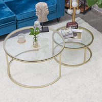 Meubles de salon nordiques en acier inoxydable doré ensemble de tables basses gigognes en verre rond et moderne de luxe en marbre