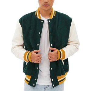 แจ็คเก็ตเบสบอลแบบ Letterman ดีไซน์แฟชั่นใหม่ล่าสุด ปักลายเชนีล แขนหนังแท้ ผ้าขนสัตว์ สไตล์ลำลองสำหรับวิทยาลัย - Product Image 1