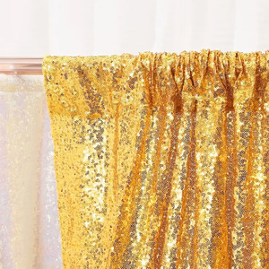 Gorgeous 1pc Golden Sequin Backdrop Curtain <strong>Any</strong> Party Birthday Anniversary Party Decor <strong>Background</strong> Cloth Decoration - Product Image 5