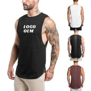 Camiseta sin mangas de entrenamiento de gimnasio personalizada para hombre, Spandex Fitness Camiseta 100% algodón, camiseta transpirable de punto lavado Technics, estampado informal - Product Image 1