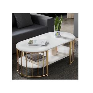 Table basse en acier inoxydable revêtement pvd pour la maison de luxe Table centrale en acier plaqué or avec dessus en marbre pour la salle à manger et la salle d'étude - Product Image 1