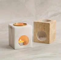 Support de bougie diffuseur d'huiles essentielles carré artisanal en pierre blanche Craft Exim, 1 couleur, imprimé, sur pied, personnalisé pour la maison