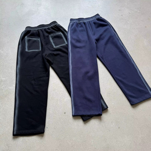 กางเกงวอร์มผ้าฟลีซโพลีเอสเตอร์สำหรับผู้ชายกางเกงวิ่งแบบลำลองขายาวผ้าฝ้ายโพลีเอสเตอร์ฟอกสีขาตรงโลโก้ออกแบบได้ตามต้องการ - Product Image 2