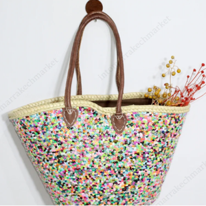 Panier en paille marocain tendance, sac à main en paille - Product Image 1