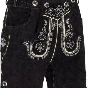 กางเกงหนังบาวาเรียนทรงสั้นแบบมีสายสะพายสำหรับผู้ชาย - Product Image 4