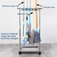 Support de balai de vadrouille resmovables mettre des vadrouilles humides support d'outils de nettoyage sur pied en acier inoxydable pour écoles/hôpitaux/hôtels