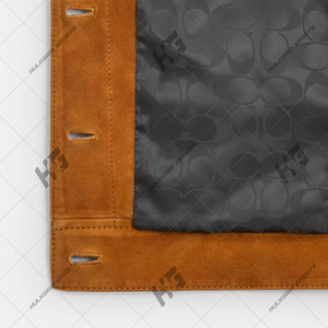 Chaqueta Bomber de Piel de Oveja Marrón Regular Personalizada al por Mayor para Hombre, Impermeable y de Secado Rápido, Temporada de Primavera, Logotipo Frontal - Product Image 5
