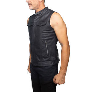 Nouveau design de gilet de motard en cuir gilet de moto pour hommes gilet en cuir de bonne qualité Offre Spéciale - Product Image 3