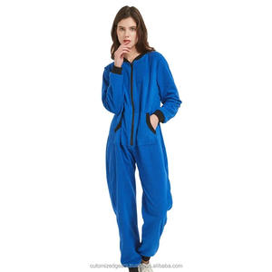 Ropa de dormir para mujer, monos, bolsillos sin capucha, cremallera, mono, pijama sólido de una pieza, ropa de casa, pijama de manga larga - Product Image 4