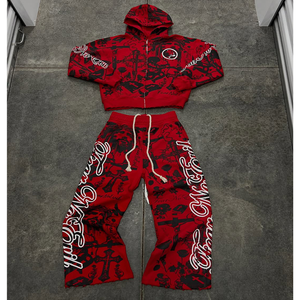 Ensemble de sweats à capuche en molleton 100% coton de haute qualité, lourd, délavé à l'acide, style streetwear, streetwear haut de gamme, automne, double taille - Product Image 6