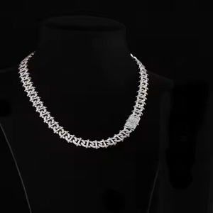 Cadena de eslabones cubanos para hombres con diamantes de moissanita helada de alta calidad S925 oro amarillo esterlina certificado IGI para ropa de fiesta de boda - Product Image 4