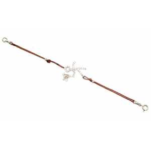 925 Sterling Silver Fine Charm <b>Bracelet</b> with <b>Flower</b> Stick Figure and Brown Cord Elegant Stick Figure <b>Bracelet</b> - Product Image 6