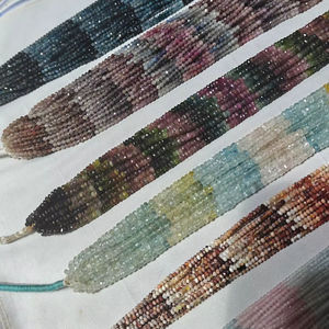 HARI OM CREATIONS - Cuentas Redondas de Turmalina Multicolor y Peridoto Natural Certificadas por IGI, Como se Muestra en la Imagen, para la Elaboración de Elegantes Collares - Product Image 1