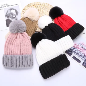 Otoño Invierno moda mujer Premium hecho a mano lana bola sombrero dulce felpa cálido hilo sombrero Color a juego estilo elegante - Product Image 1