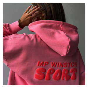 100% haute qualité hommes femmes unisexe personnalisé bouffée impression Logo épais polaire coton surdimensionné goutte épaule pull à capuche - Product Image 3