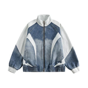 Chaqueta Vaquera Vintage para Hombre, Diseño de Parches con Logotipo Personalizado, Estilo Universitario Informal, Holgada, Cortavientos y Transpirable - Product Image 2