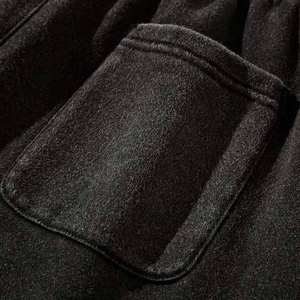 High Street Style personnalisé imprimé solide en détresse lavé à l'acide surdimensionné bord brut sueur noir Shorts taille élastique Streetwear - Product Image 6