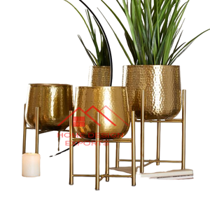 Maceta de Metal de acero inoxidable con acabado plateado espejo para accesorios de decoración de hotel en casa a bajo precio - Product Image 2