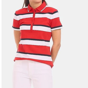 Logotipo personalizado directo de fábrica para camisetas de polo para mujer Patrón sólido Lona de manga corta bordada para camisetas de polo - Product Image 3