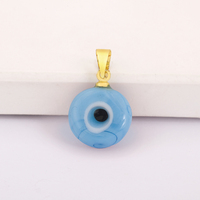 Pendentif ovale QIKU en gros, petit œil de l'evil émaillé, plaqué or, style hip-hop minimaliste, pour la fabrication de colliers et bijoux