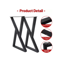 Ensemble de 2 pieds de table en métal de style industriel personnalisables, simples, en forme de X, pour meubles en kit