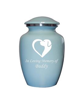 Blue Cremation <b>Urn</b> <b>for</b> Pets, Cats, <b>Dogs</b>, Artwork Cremation <b>Urn</b>, <b>Ash</b> <b>Urns</b> with Personalized Engraving (<b>Dog</b> Heart, Small) - Product Image 1