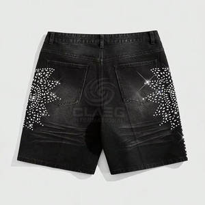 Pantalones vaqueros cortos con diamantes de imitación de estilo único al por mayor, pantalones vaqueros ligeros 2025, pantalones cortos con diamantes de imitación, pantalones vaqueros para adultos - Product Image 2