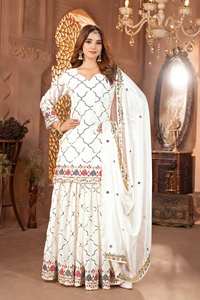 Último bordado indio Sharara Gharara Kurti conjunto hermoso diseñador paquistaní personalizado étnico desgaste moderno gasa seda rápido - Product Image 6