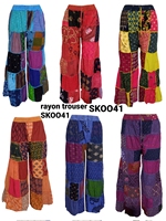 Pantalon Harem Thaïlandais Bohème pour Femme, Taille Mi-Haute, en Polyester/Rayonne, Motif Floral, Taille Élastique, Longueur Cheville, Style Vintage, Deux Pièces