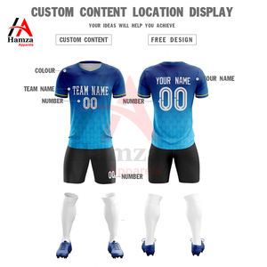 Venta al por mayor de diseño personalizado sublimación impreso uniforme de fútbol bajo MOQ cuello en V transpirable ligero 100% poliéster - Product Image 4