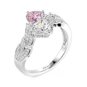 Jeulia Custom Bypass Wing Double Heart <b>Adjustable</b> <b>Ring</b> with Birthstone Rose Gold or 18K Gold Plated - Product Image 2