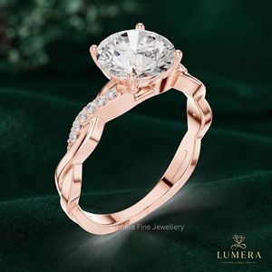 Bague Solitaire en Diamant Torsadé pour Femme, Bijou Fin, Bague d'Anniversaire, Bague de Mariage, Bague de Fiançailles à Coupe Ronde - Product Image 3