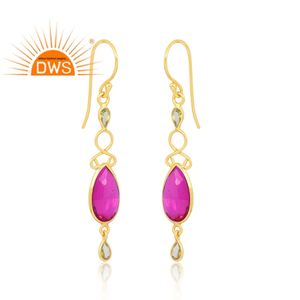 925เงินสเตอร์ลิง18K ประดับเพชรและควอตซ์พลอยทับทิมทัวร์มาลีน - Product Image 3