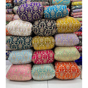 Fandy <b>Fabrics</b> <b>Eco</b>-<b>Friendly</b> Medium Weight Ladies Dresses Nonwoven Embroidered Wedding Floral Beads Work Breathable Green Fashion - Product Image 1