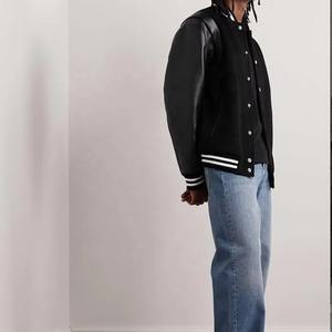 Chaqueta universitaria de alta calidad de Pakistán para hombre, chaqueta universitaria de béisbol personalizada con cuello redondo y mangas de cuero de chenilla bordadas - Product Image 6